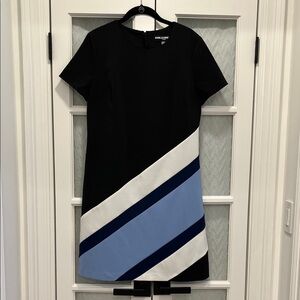 Karl Lagefeld Black and Blue Striped Mini Dress